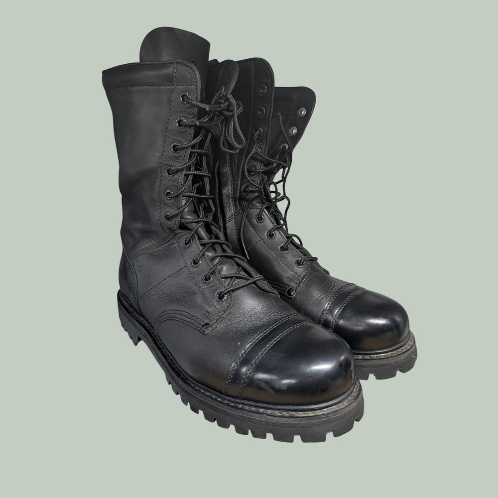 Rocky 2090 Mens Black Leather Paratrooper Side Zip Combat Boots 12โ W Wide